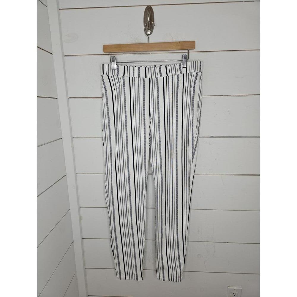 Zac & Rachel size 10 white with black stripes stretchy dress pants